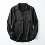Women’s Long Sleeve V-Neck Satin Blouse
