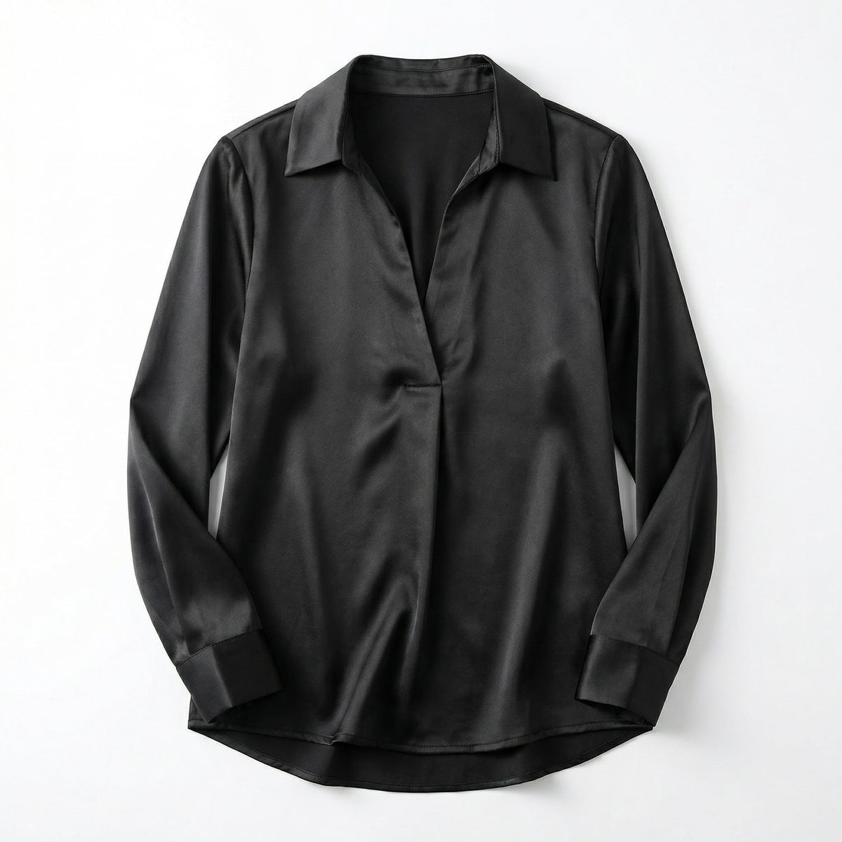 Women’s Long Sleeve V-Neck Satin Blouse