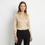 Women’s Long Sleeve V-Neck Satin Blouse
