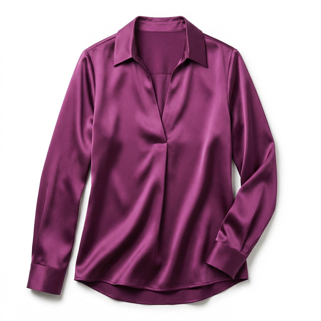 Women’s Long Sleeve V-Neck Satin Blouse