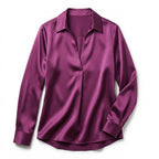 Women’s Long Sleeve V-Neck Satin Blouse