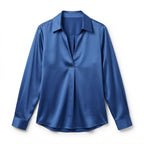 Women’s Long Sleeve V-Neck Satin Blouse