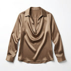 Women’s Long Sleeve V-Neck Satin Blouse