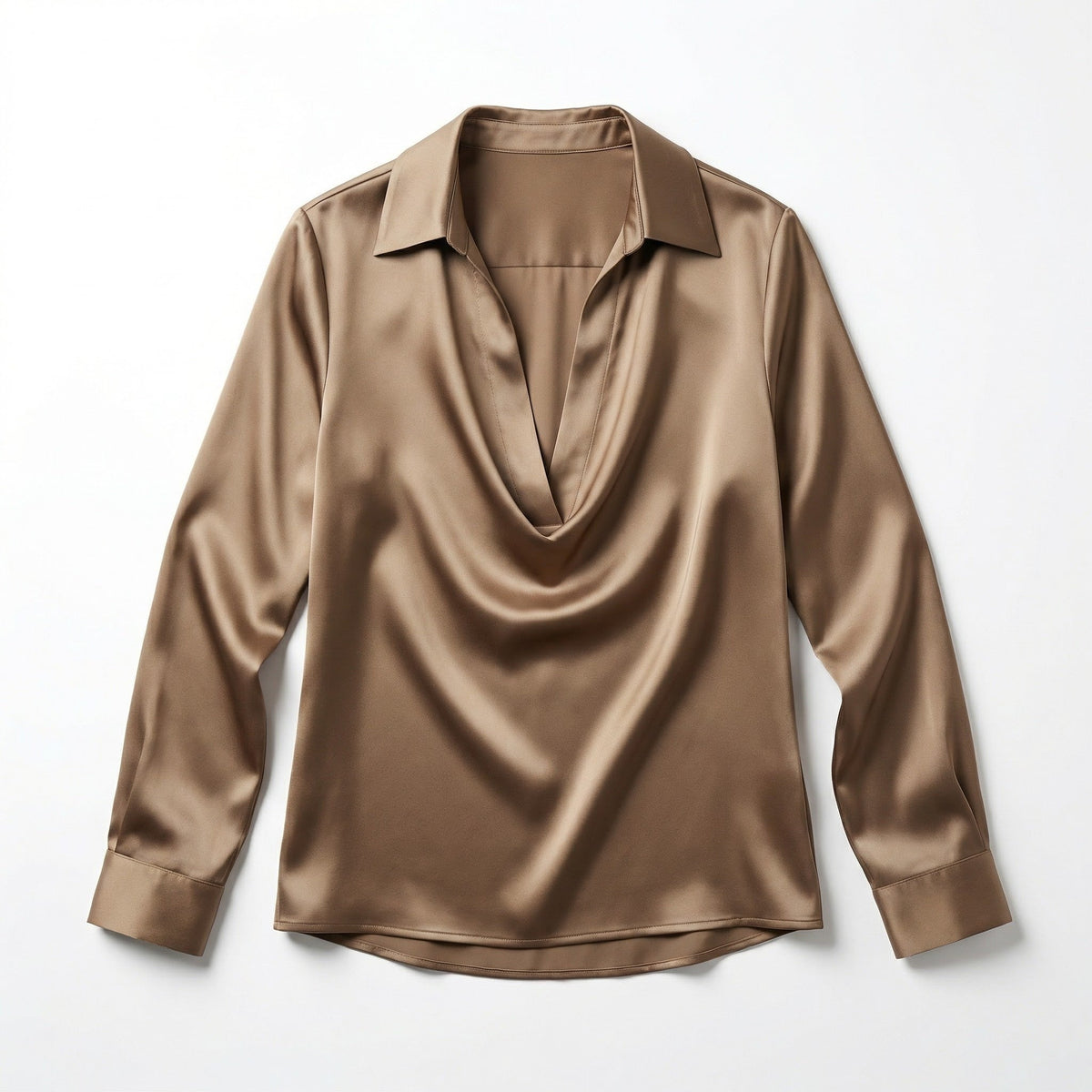 Women’s Long Sleeve V-Neck Satin Blouse