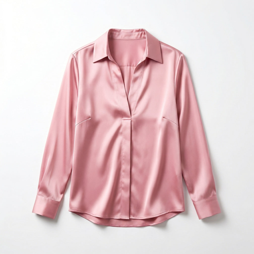 Women’s Long Sleeve V-Neck Satin Blouse