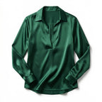 Women’s Long Sleeve V-Neck Satin Blouse