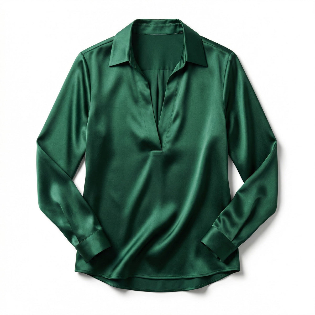 Women’s Long Sleeve V-Neck Satin Blouse