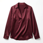 Women’s Long Sleeve V-Neck Satin Blouse