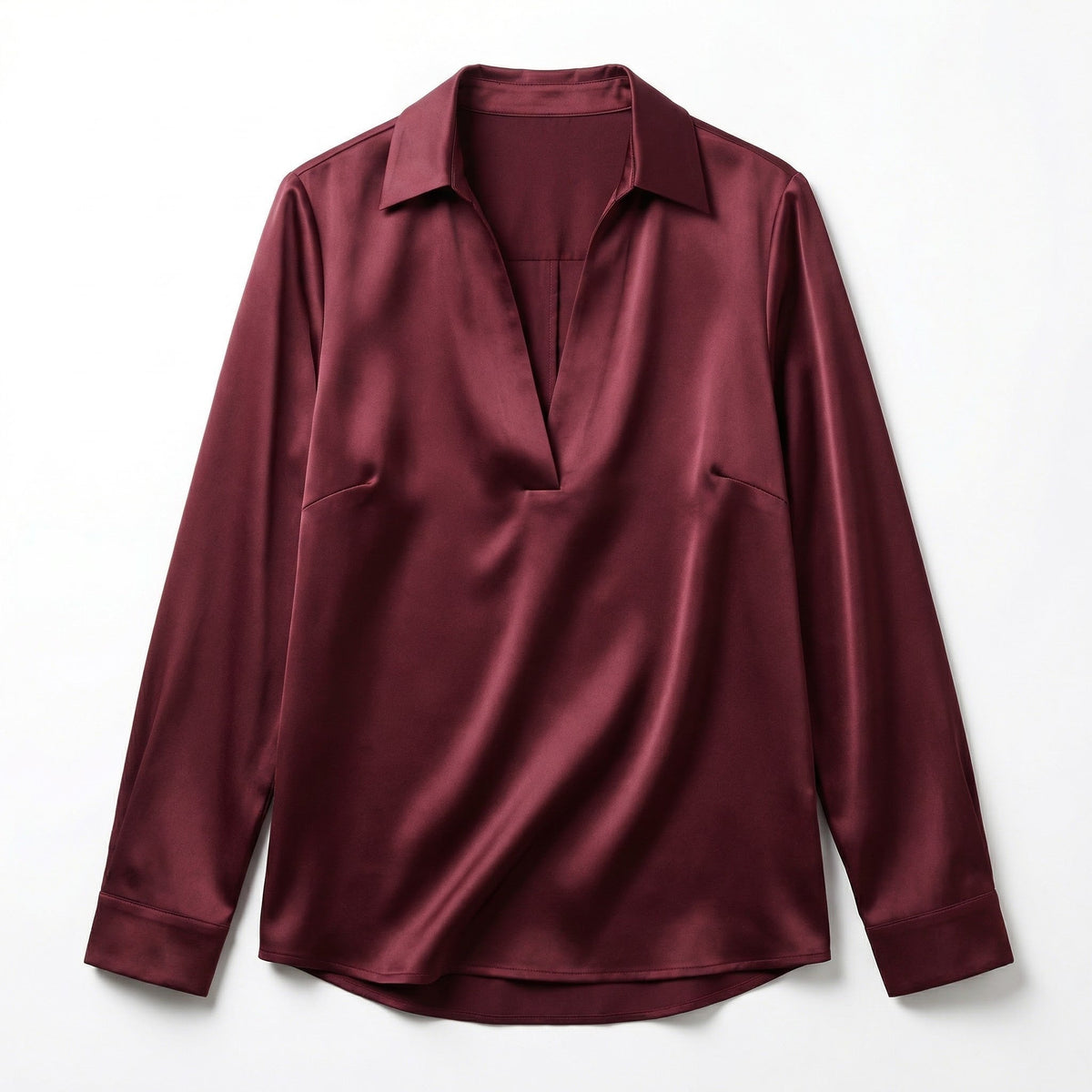 Women’s Long Sleeve V-Neck Satin Blouse