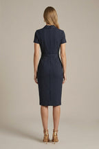 Women’s Pinstripe Belted Midi Dress
