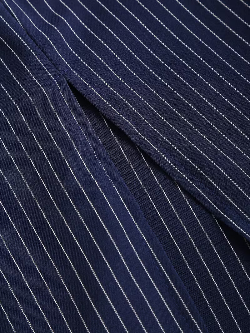 Women’s Pinstripe Belted Midi Dress