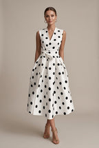 Women’s Polka Dot V-Neck Midi Dress