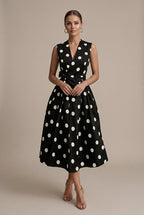 Women’s Polka Dot V-Neck Midi Dress