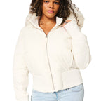 Women’s Fur-Trim Hooded Cropped Puffer Jacket