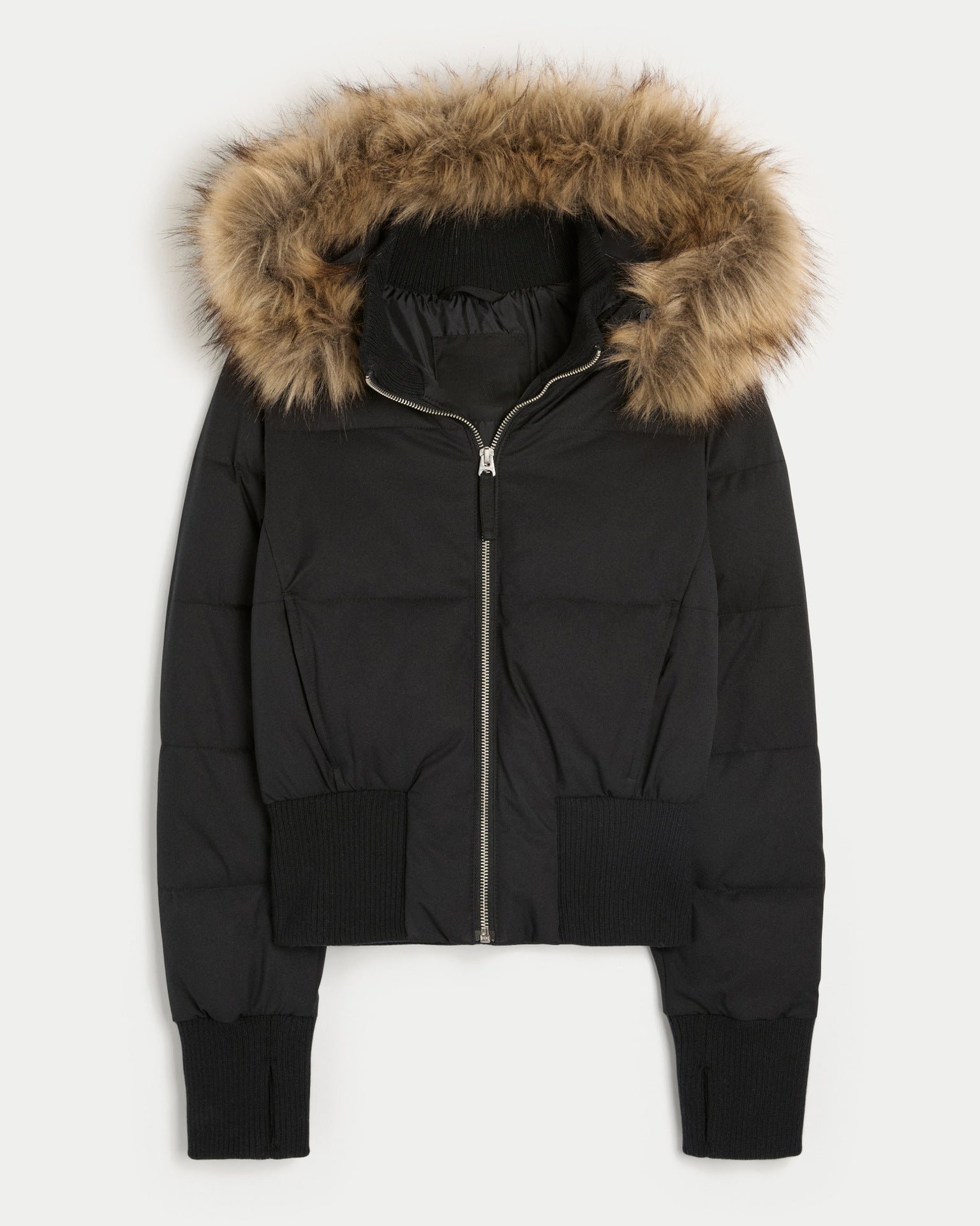 Women’s Fur-Trim Hooded Cropped Puffer Jacket