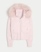 Women’s Fur-Trim Hooded Cropped Puffer Jacket