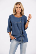 Women’s Square Neck Button Front Blouse