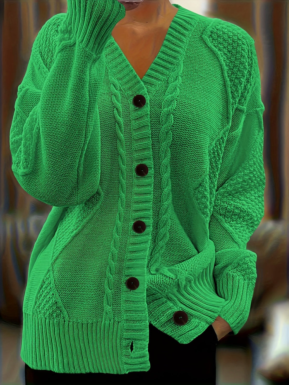 Women’s Cable Knit Button Cardigan