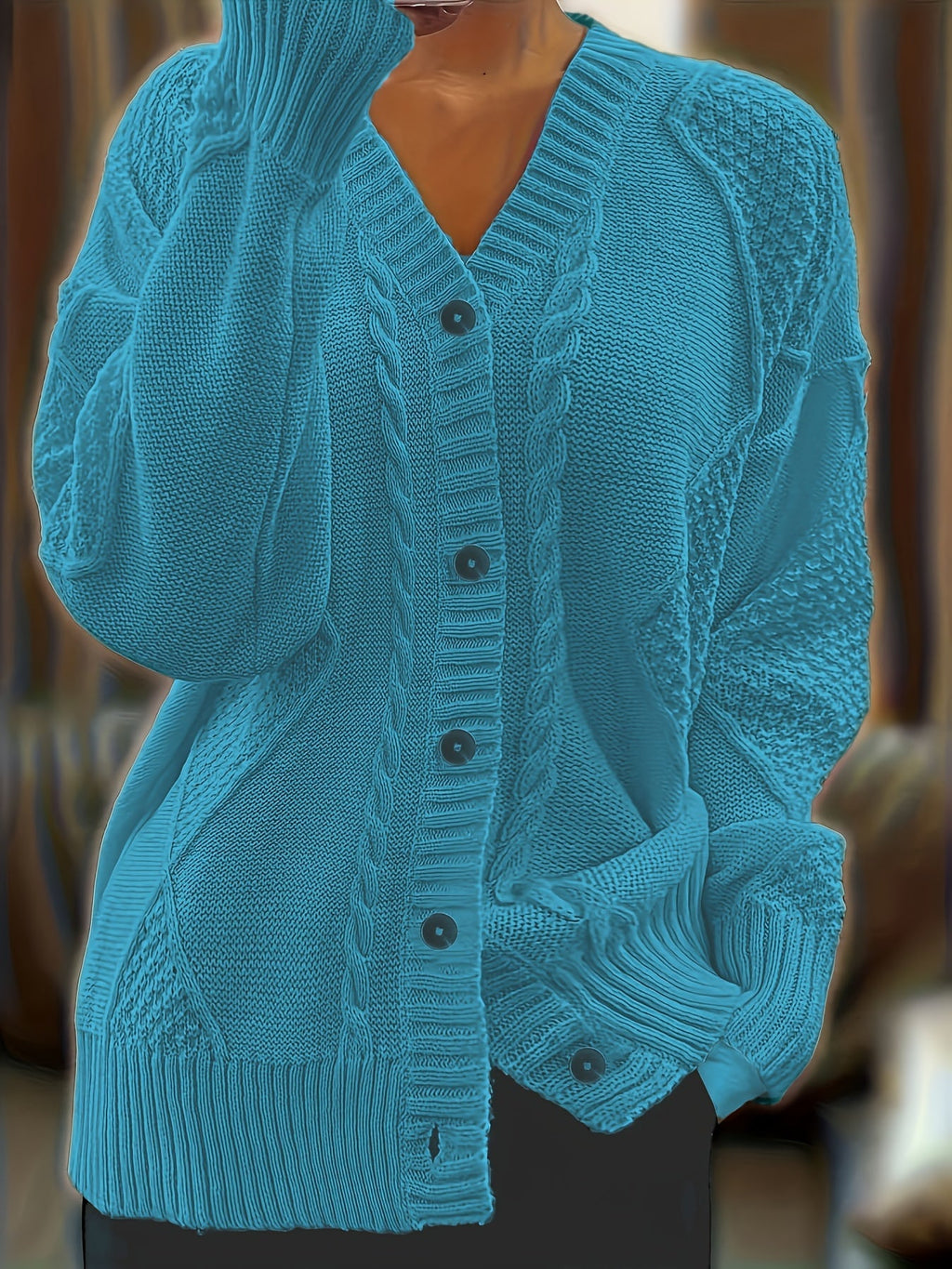 Women’s Cable Knit Button Cardigan