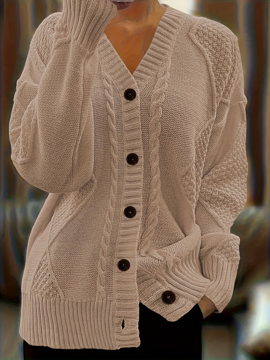 Women’s Cable Knit Button Cardigan