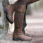 Women's Classic Knee-High Riding Boots with Buckle Detail