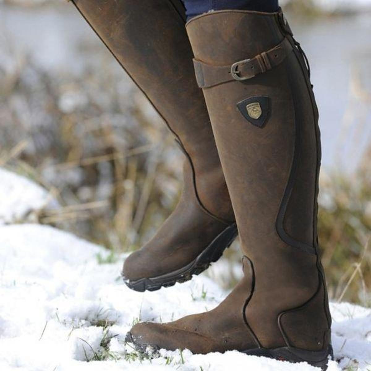 Women's Classic Knee-High Riding Boots with Buckle Detail
