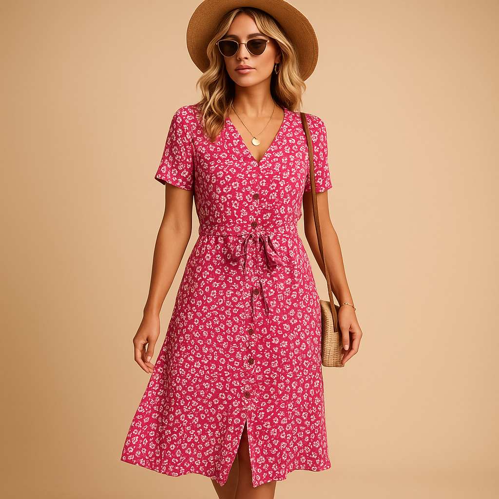 Women’s Floral V-Neck Midi Dress