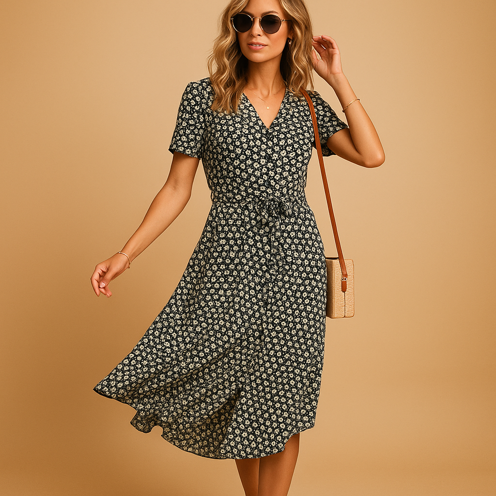 Women’s Floral V-Neck Midi Dress
