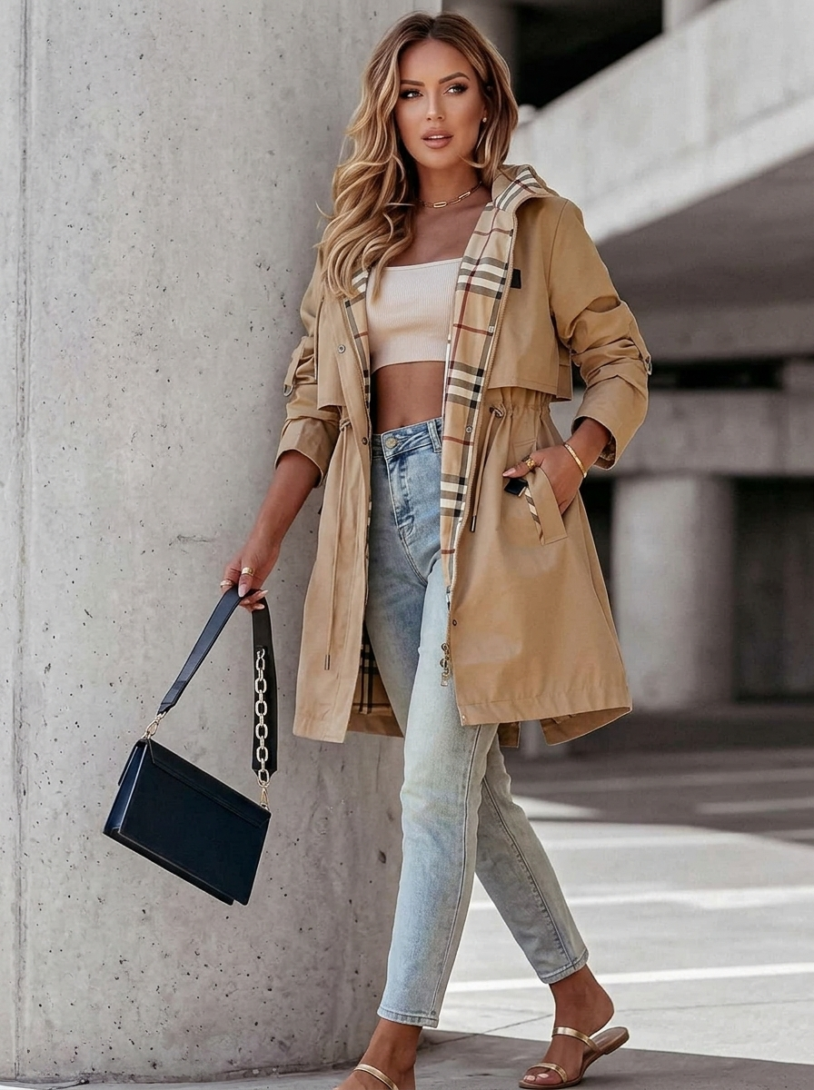 Women's Hooded Drawstring Longline Jacket