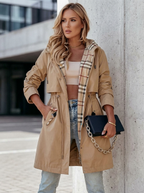 Women's Hooded Drawstring Longline Jacket