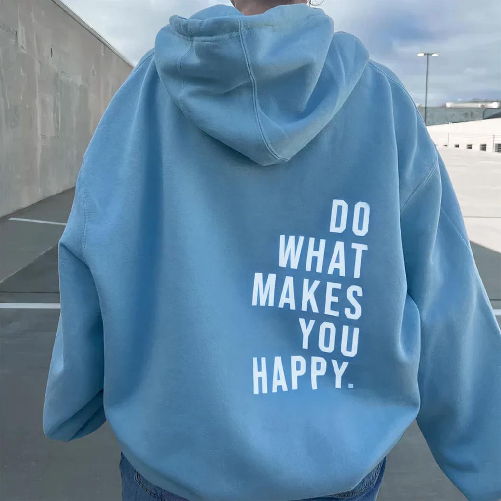 Women's Oversized Hoodie with Back Slogan Print