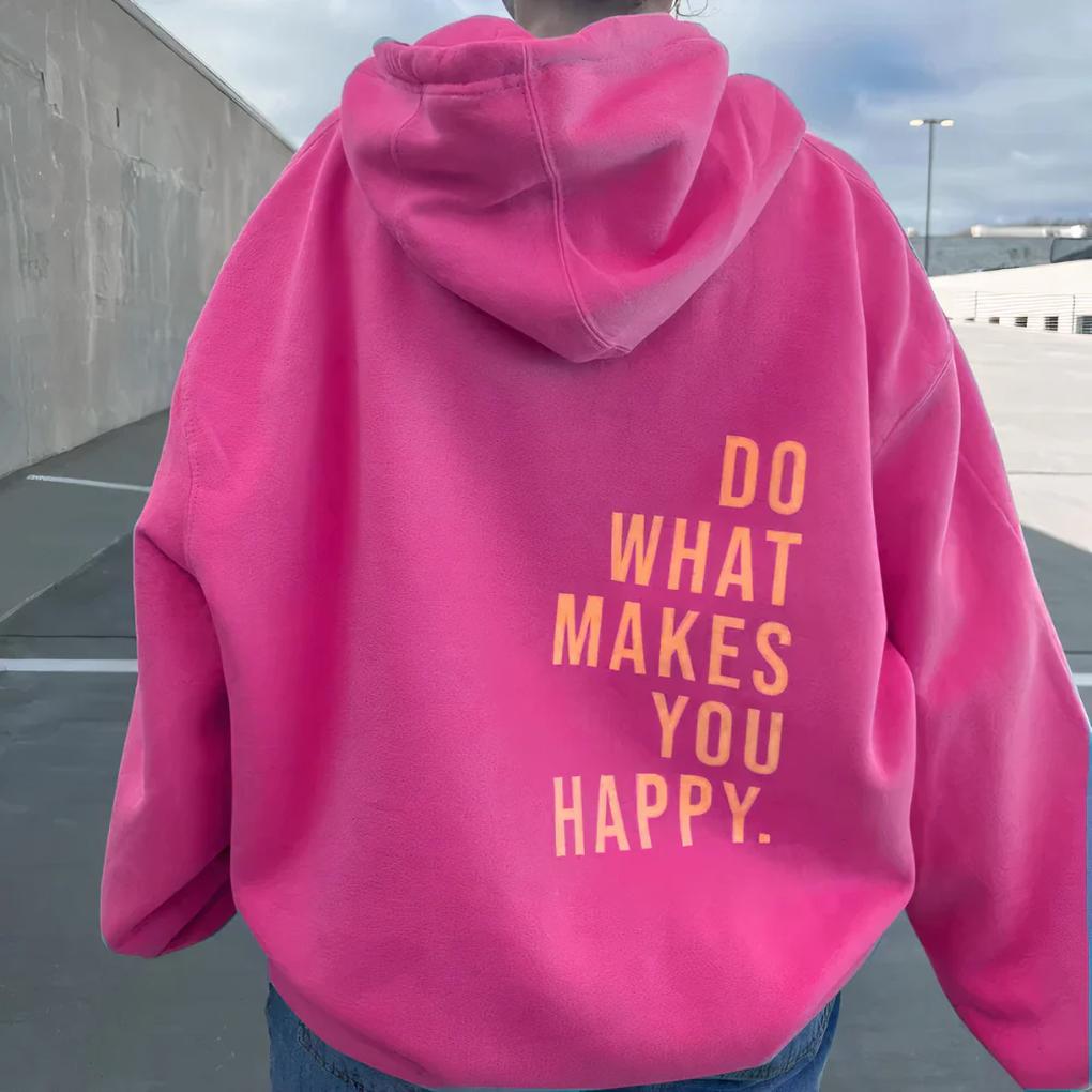 Women's Oversized Hoodie with Back Slogan Print