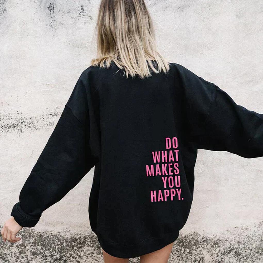 Women's Oversized Hoodie with Back Slogan Print