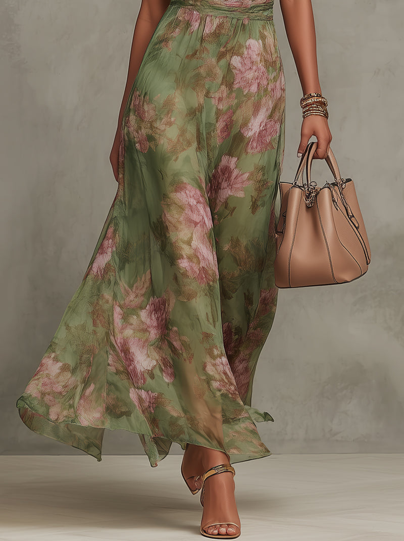 Women’s Floral Halter Maxi Dress