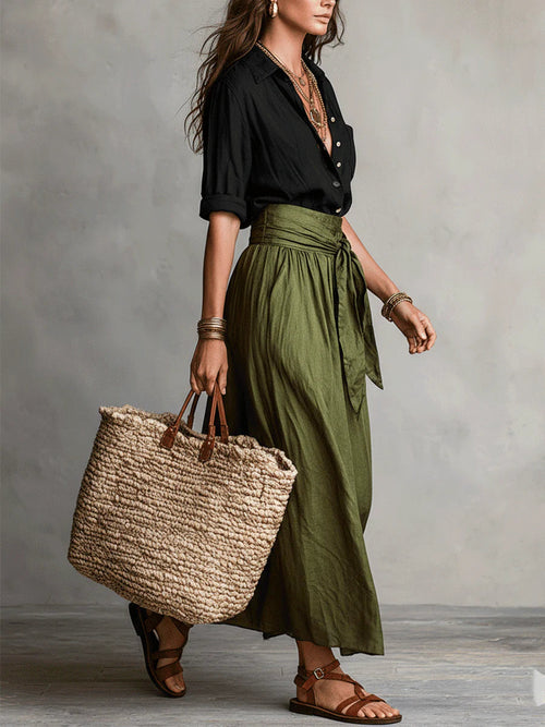 Women's Tie Waist Maxi Dress