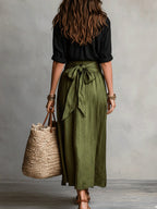Women's Tie Waist Maxi Dress