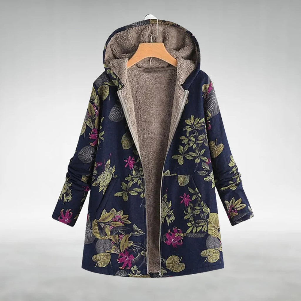 Women’s Floral Print Hooded Longline Jacket