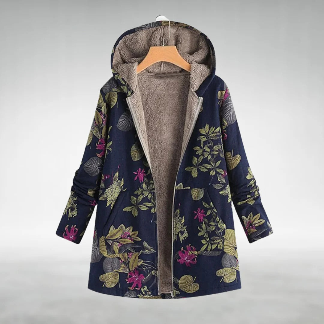 Women’s Floral Print Hooded Longline Jacket