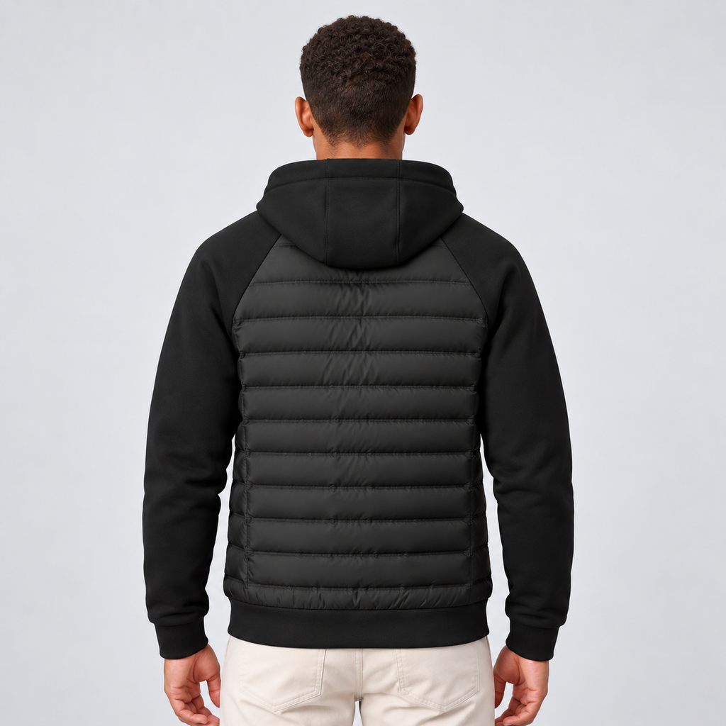 Men's Hooded Quilted Zip-Up Jacket