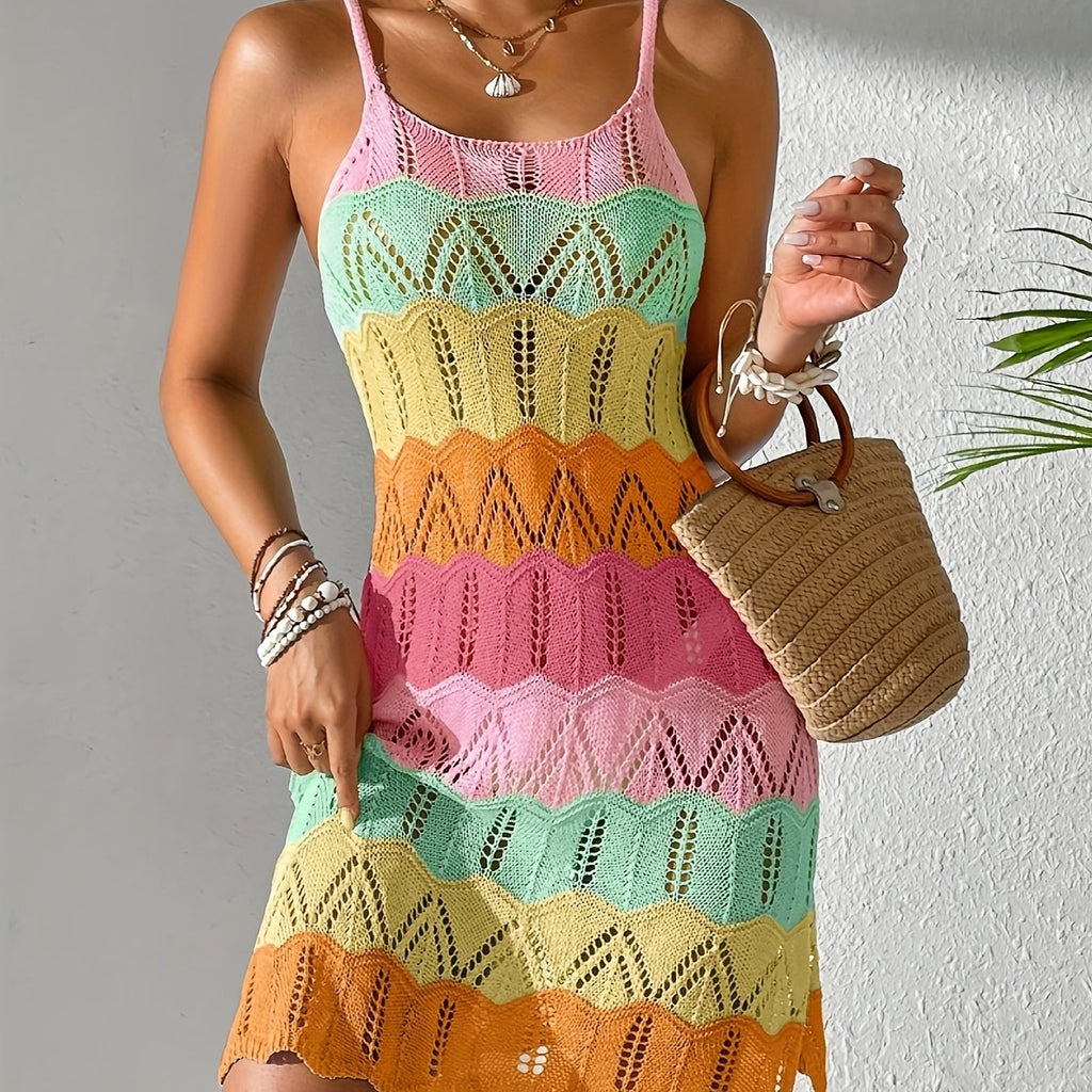 Women’s Colorful Crochet Beach Cover Up Dress