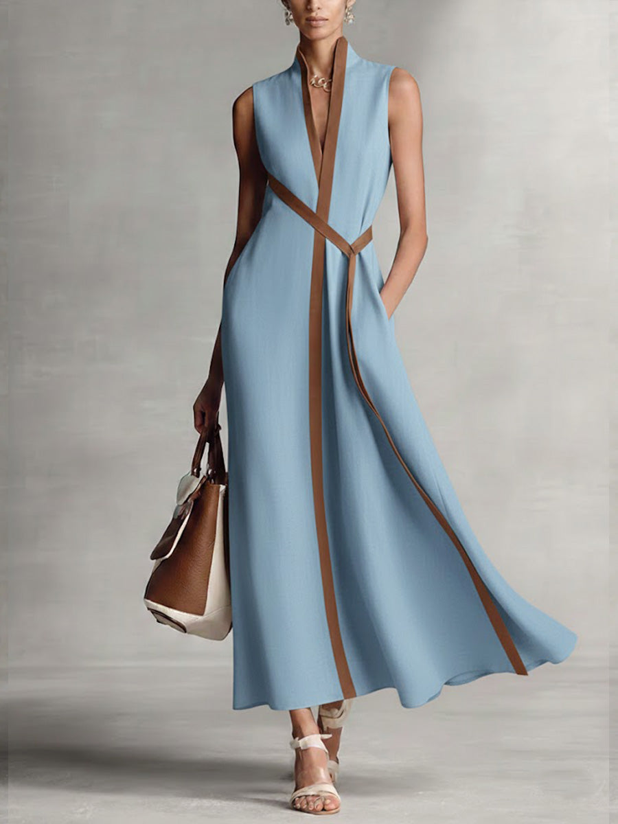 Women's Contrast Trim Maxi Dress