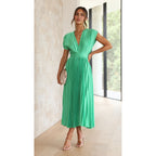 Women's Elegant Pleated Midi Dress