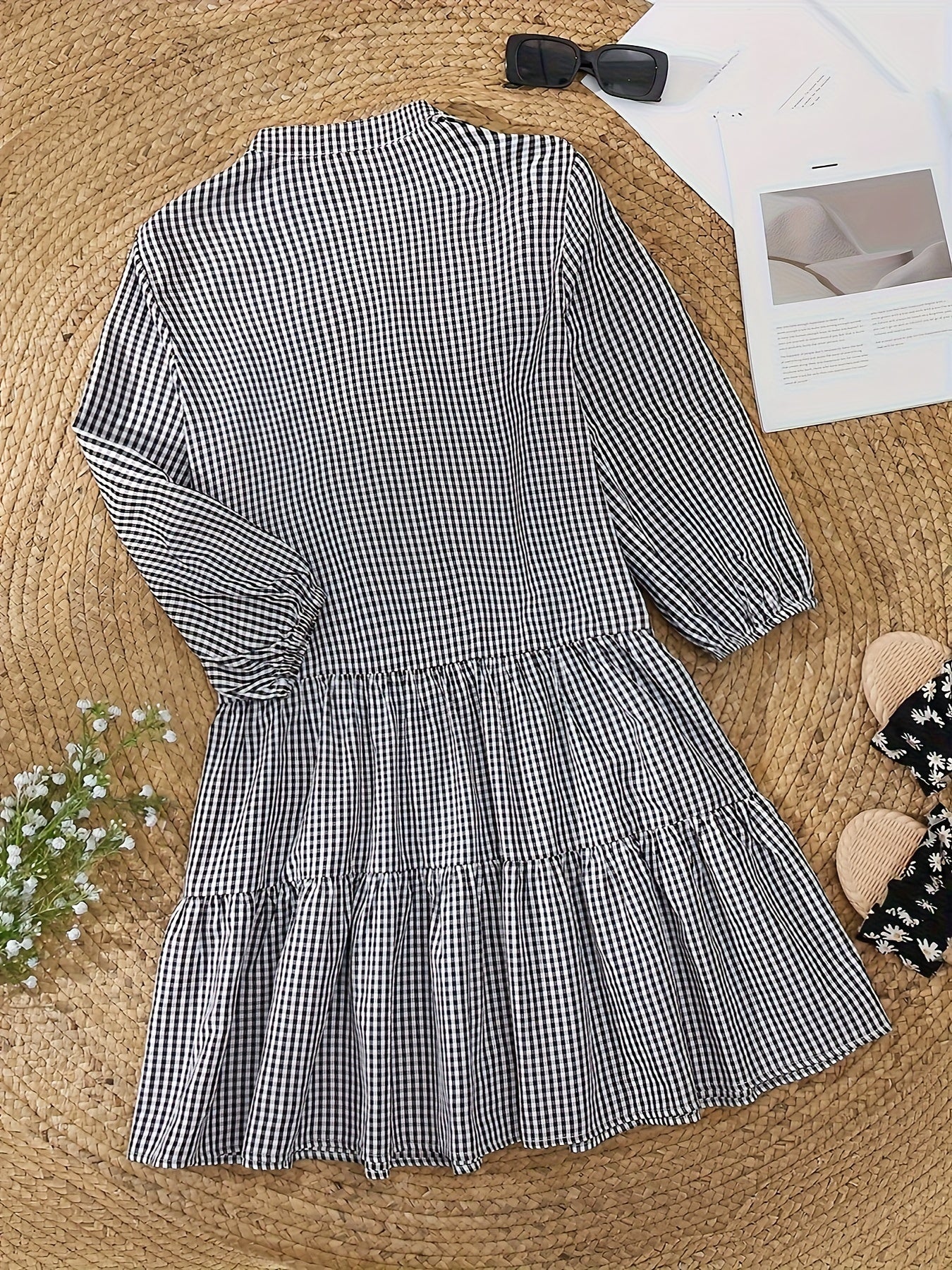 Women’s Tiered Gingham Shirt Dress
