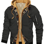 Men’s Hooded Jacket with Plaid Trim