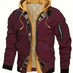 Men’s Hooded Jacket with Plaid Trim