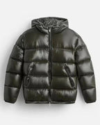 Men’s Hooded Puffer Jacket With Zip Front