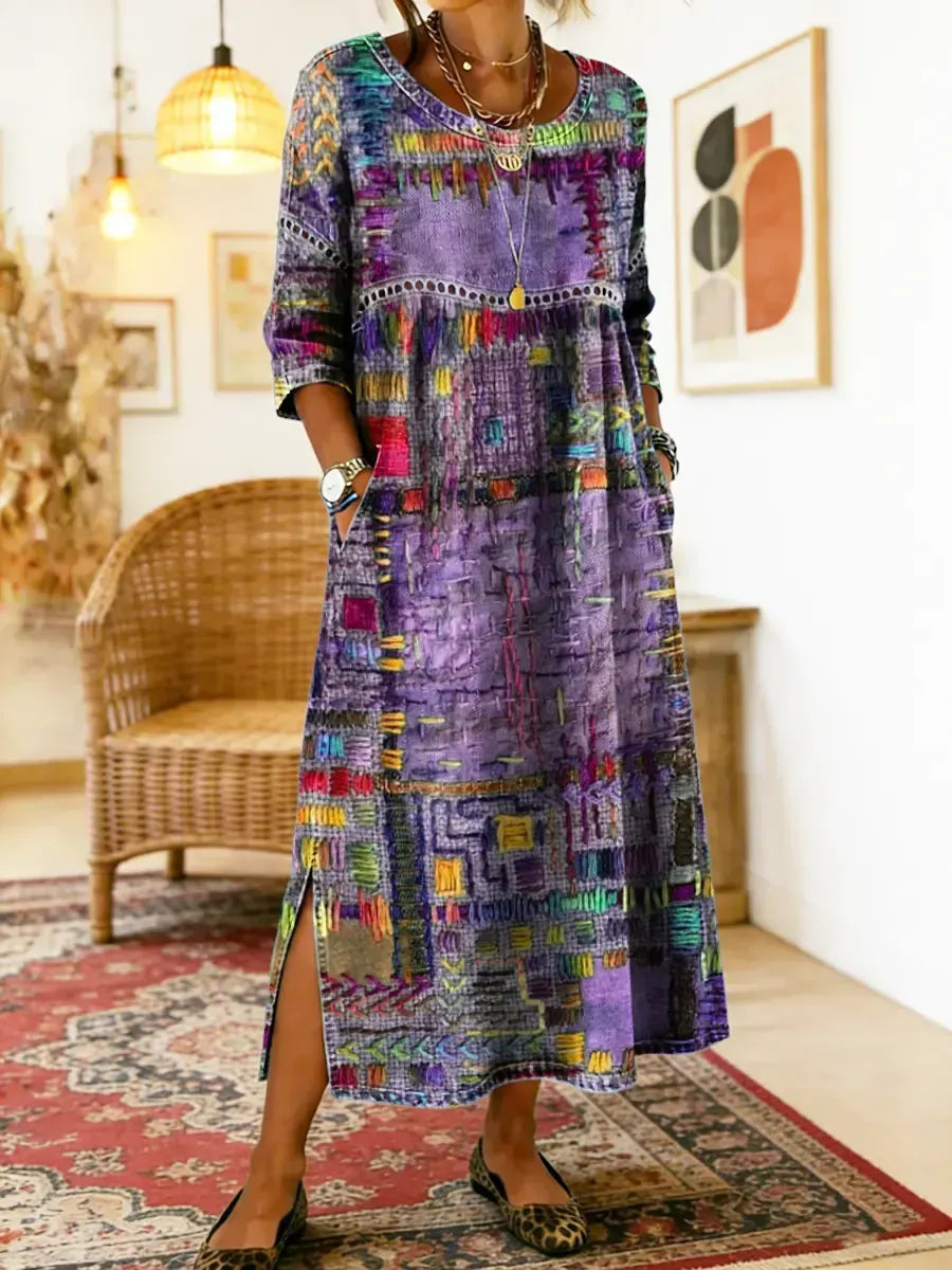 Women’s Abstract Print Midi Dress