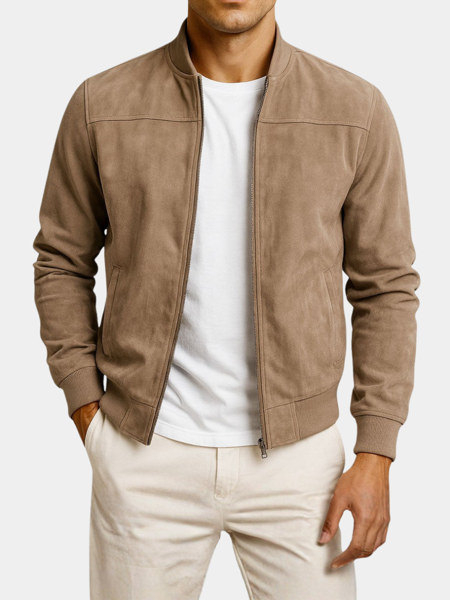 Men's Classic Suede Bomber Jacket
