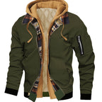 Men’s Hooded Jacket with Plaid Trim