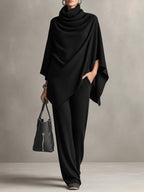 Women's 2 Piece Draped Wide Leg Pant Set